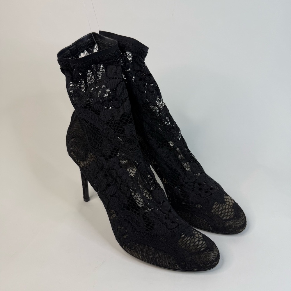 Dolce & Gabbana Women’s Lace Covered Ankle Heels Black